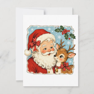 Cute Christmas Santa Reindeer Thank You Card