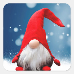 Cute Christmas Santa Snow Stars Square Sticker