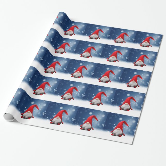Cute Christmas Santa Snow Stars Wrapping Paper (Unrolled)