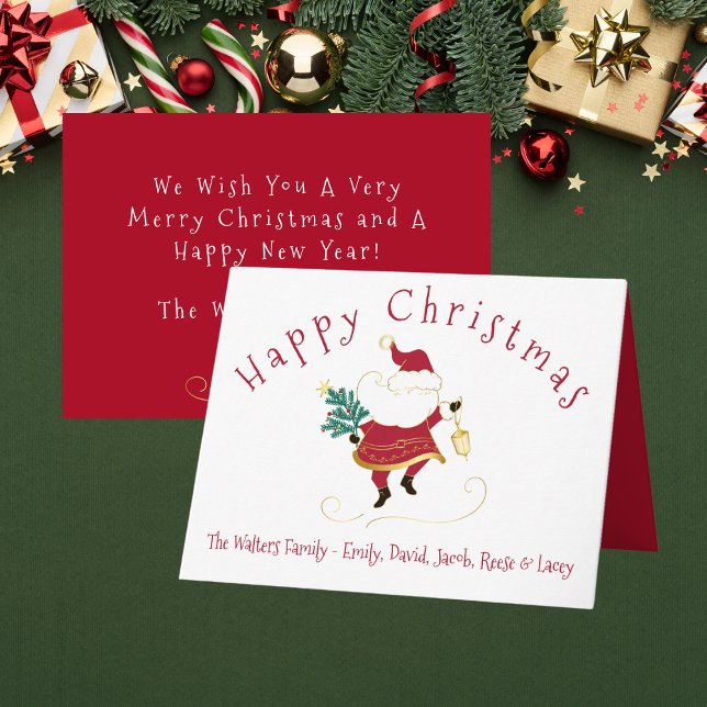 Cute Christmas Santa with Family Names Card (Cute Christmas Santa with Family Names Card)