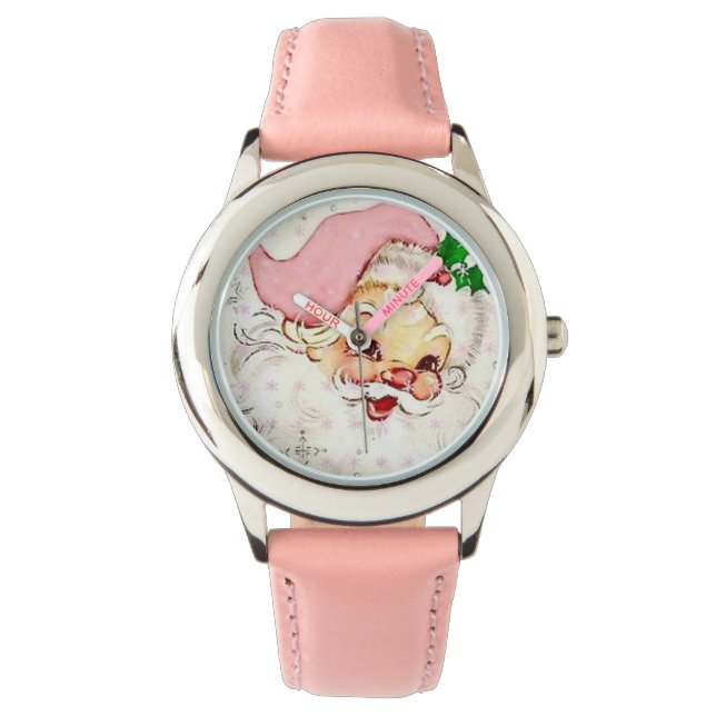 Cute Christmas Santa With Pink Hat Watch (Front)