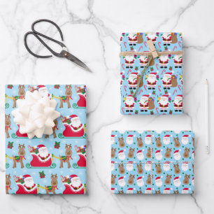 Cute Christmas Santa Wrapping Paper Sheet