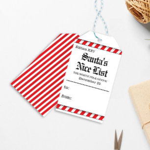 Cute Christmas Santa's Nice List Custom Gift Tags