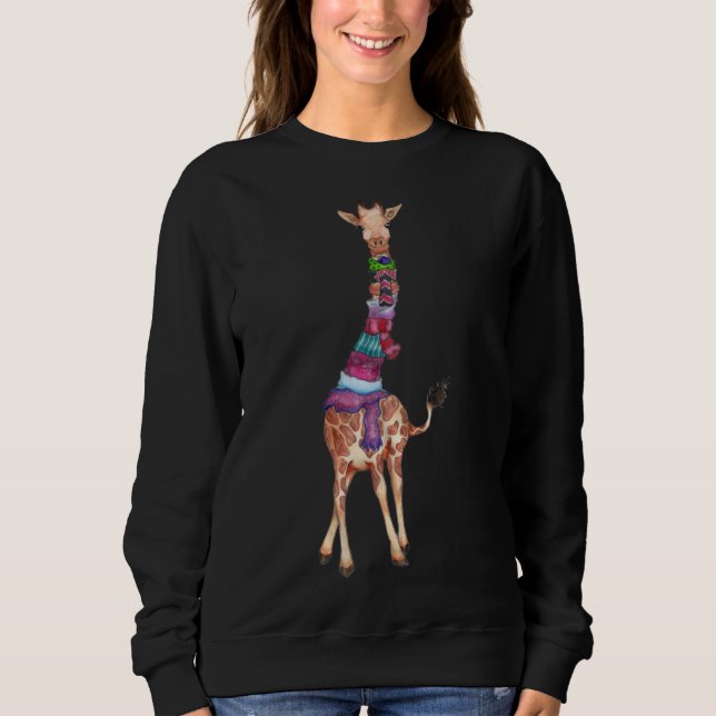 Cute Christmas Scarf Giraffe Sweatshirt (Front)