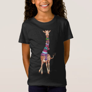 Cute Christmas Scarf Giraffe T-Shirt