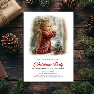 Cute Christmas Scene Cosy Girl Holiday Party  Invitation