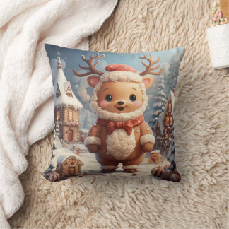 Cute christmas scenes throw pillow