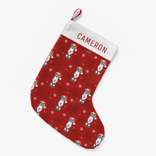 Cute Christmas Schnauzer Dog Snowflake Pattern Red Small Christmas Stocking