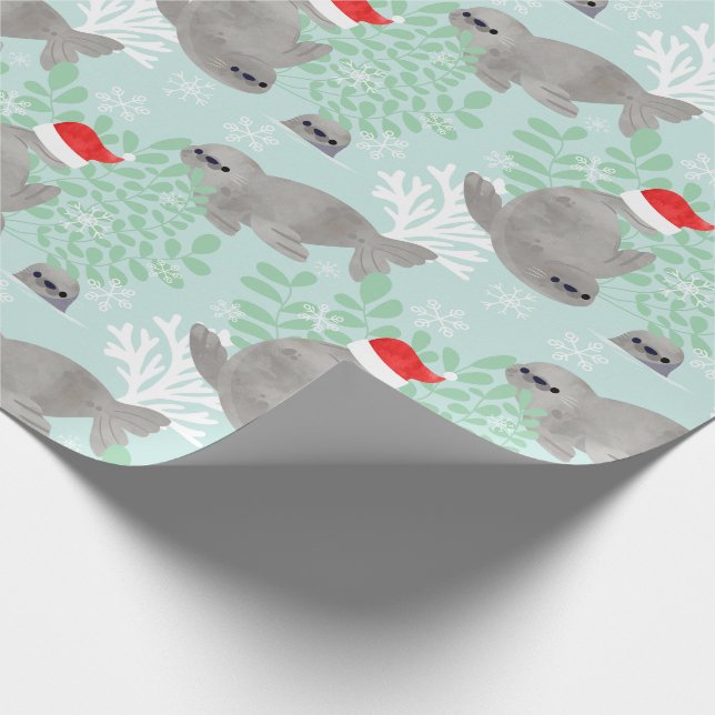 Cute Christmas Seal Wrapping Paper (Corner)
