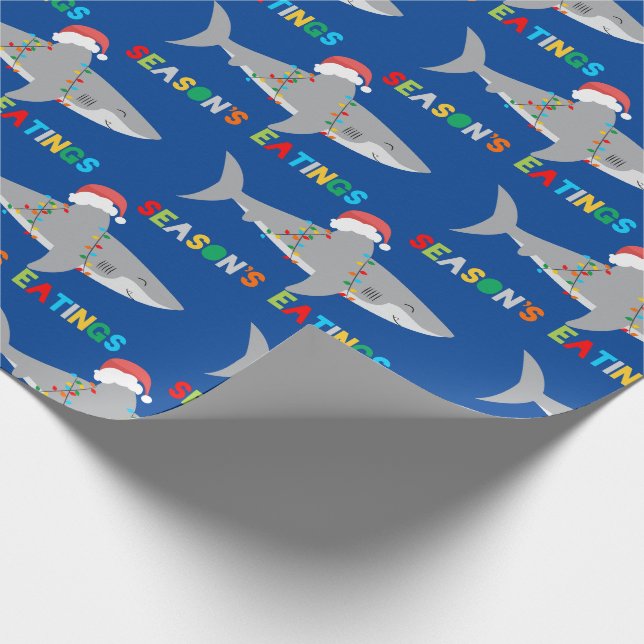 Cute Christmas Shark Wrapping Paper (Corner)