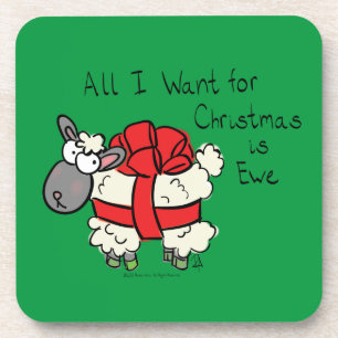 Cute Christmas Sheep Cartoon Coaster