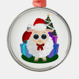 Cute Christmas Sheep Farmhouse Holiday Tree Metal Tree Decoration