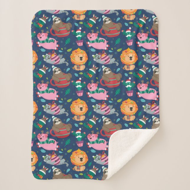 Cute Christmas Sherpa Blanket (Front)