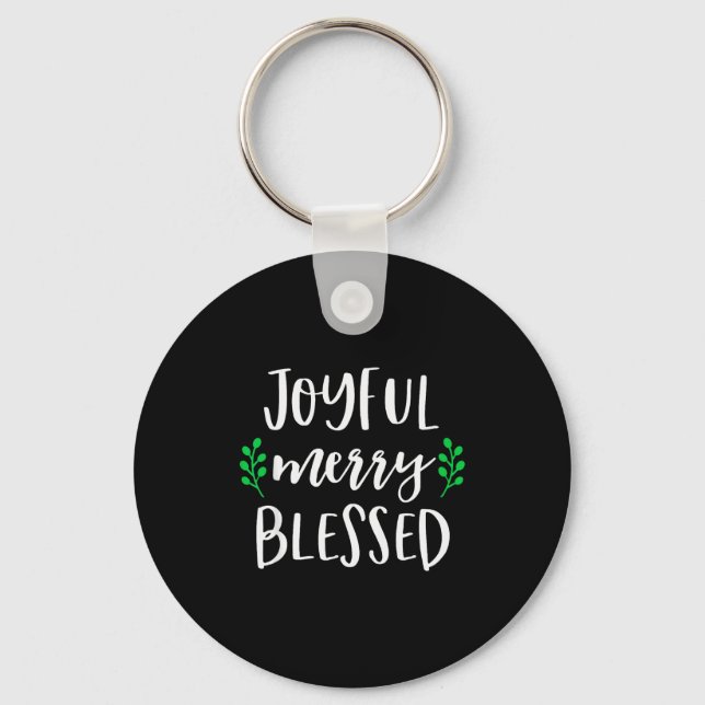 Cute Christmas Shirt For Women Girls Joyful Merry  Key Ring (Front)