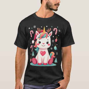 Cute Christmas Shirt Girls Women Xmas Unicorn Deer