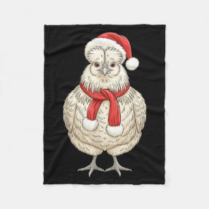 Cute Christmas Silkie Chicken Santa Farm Animal Fleece Blanket