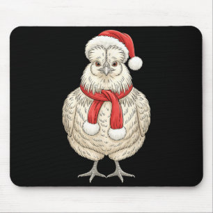 Cute Christmas Silkie Chicken Santa Farm Animal  Mouse Pad