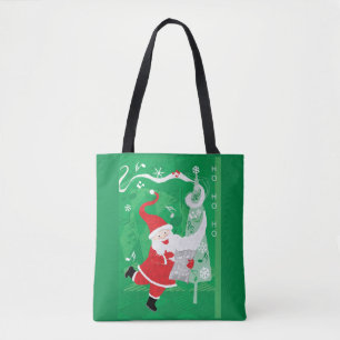 Cute Christmas, Singing and Dancing Santa Claus Tote Bag