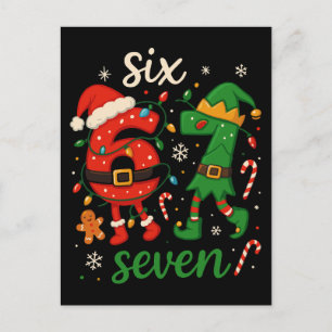 Cute Christmas Six Seven Meme  Postcard