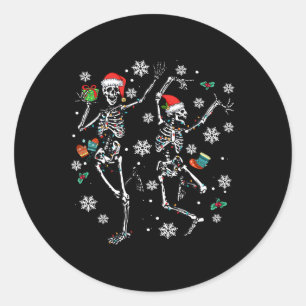 Cute Christmas Skeleton Dancing Xmas 2024 Men Wome Classic Round Sticker