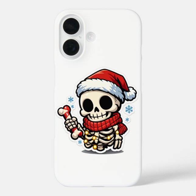 Cute Christmas Skeleton Holding Candy Cane Kawaii  Case-Mate iPhone Case (Back)