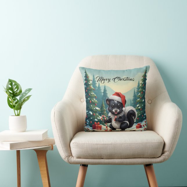 Cute Christmas Skunk Cartoon Cushion (Chair)