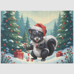 Cute Christmas Skunk Cartoon Tissue Paper
