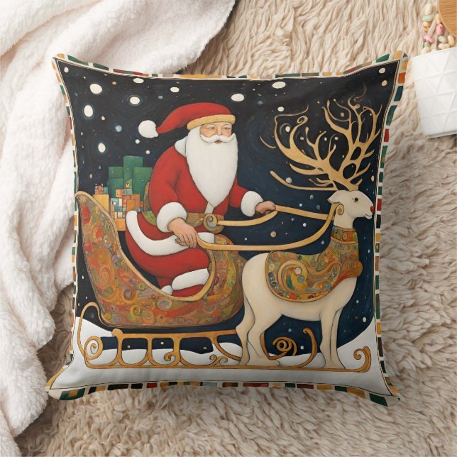 Cute Christmas Sleigh Cushion (Blanket)