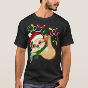 Cute Christmas Sloth Candy Cane  T-Shirt