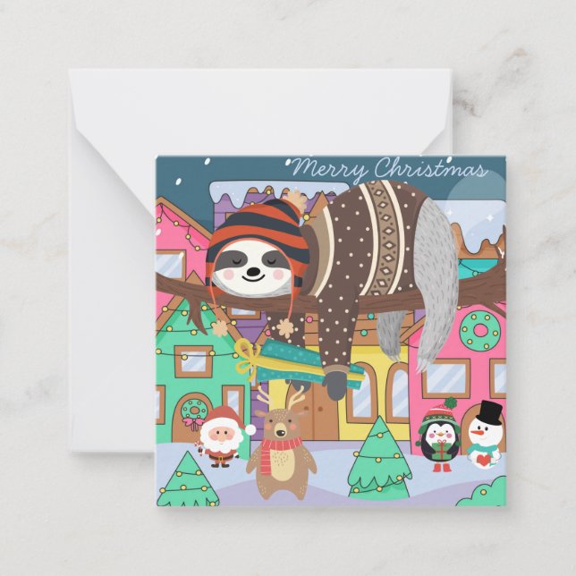 Cute Christmas Sloth Card (Front)