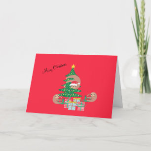 Cute Christmas Sloth Holiday Card