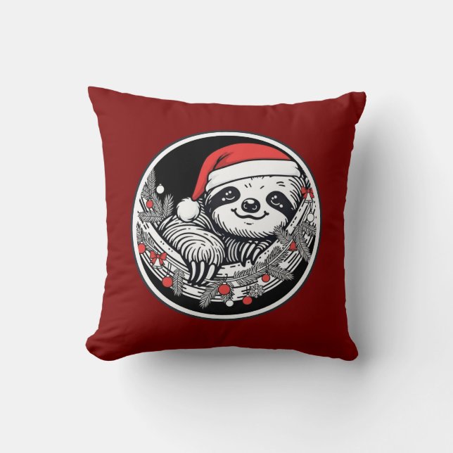 Cute Christmas Sloth Pillow (Front)