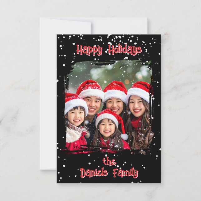 Cute Christmas Snow Family  Photo Card (Front)