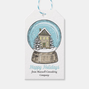 Cute Christmas Snow Globe Real Estate Company Gift Tags