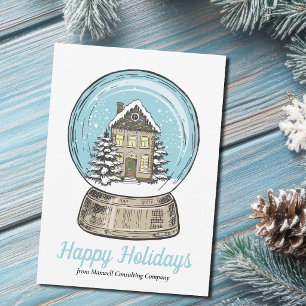 Cute Christmas Snow Globe Real Estate Company Holiday Card
