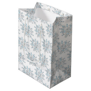 Cute Christmas Snowflakes, Winter Snow Blizzard Medium Gift Bag