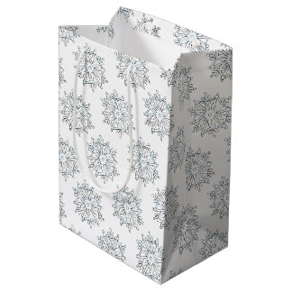 Cute Christmas Snowflakes, Winter Snow Blizzard Medium Gift Bag