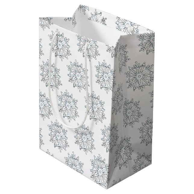 Cute Christmas Snowflakes, Winter Snow Blizzard Medium Gift Bag (Back Angled)