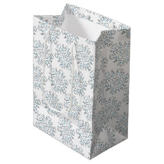Cute Christmas Snowflakes, Winter Snow Blizzard Medium Gift Bag