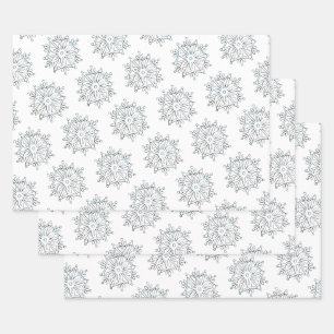 Cute Christmas Snowflakes, Winter Snow Blizzard Wrapping Paper Sheet