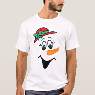 Cute Christmas Snowgirl Snowman Face Costume Snoww T-Shirt