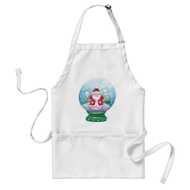 Cute Christmas Snowglobe Santa Claus, Star, Bird Standard Apron (Front)