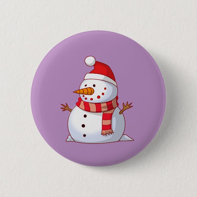 Cute Christmas Snowman 6 Cm Round Badge (Front)