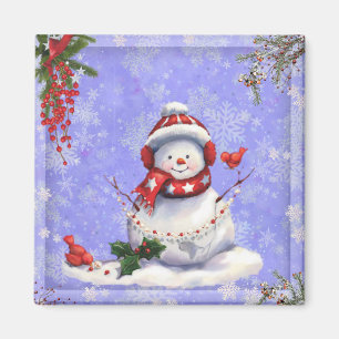 Cute Christmas Snowman and Friends  Magnet
