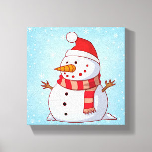 Cute Christmas Snowman Canvas Print