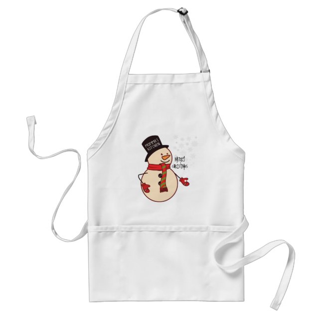 Cute Christmas Snowman Cartoon Custom Holiday Standard Apron (Front)