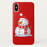 Cute Christmas Snowman Case-Mate iPhone Case<br><div class="desc">A cute Christmas snowman who is kind of chubby and jolly wearing  a striped scarf and a red christmas hat. Festive and fun.</div>