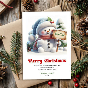 Cute Christmas snowman classic kids holiday card