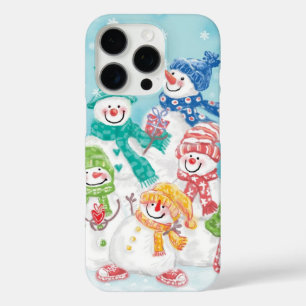 Cute Christmas Snowman Family in the Snow iPhone 16 Pro Case