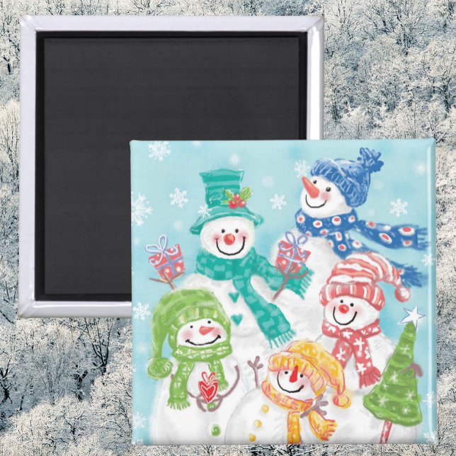 Cute Christmas Snowman Family in the Snow Magnet (Creator Uploaded)